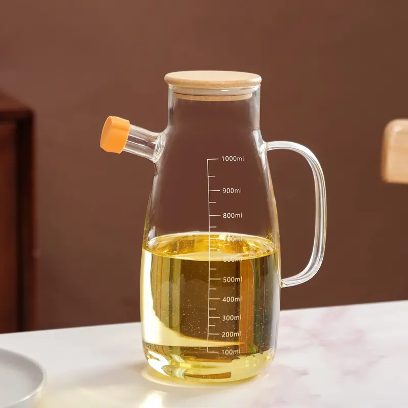 Premium Borosilicate Glass Oil Dispenser – 1L Kitchen Pourer With Drip-Free Spout 1