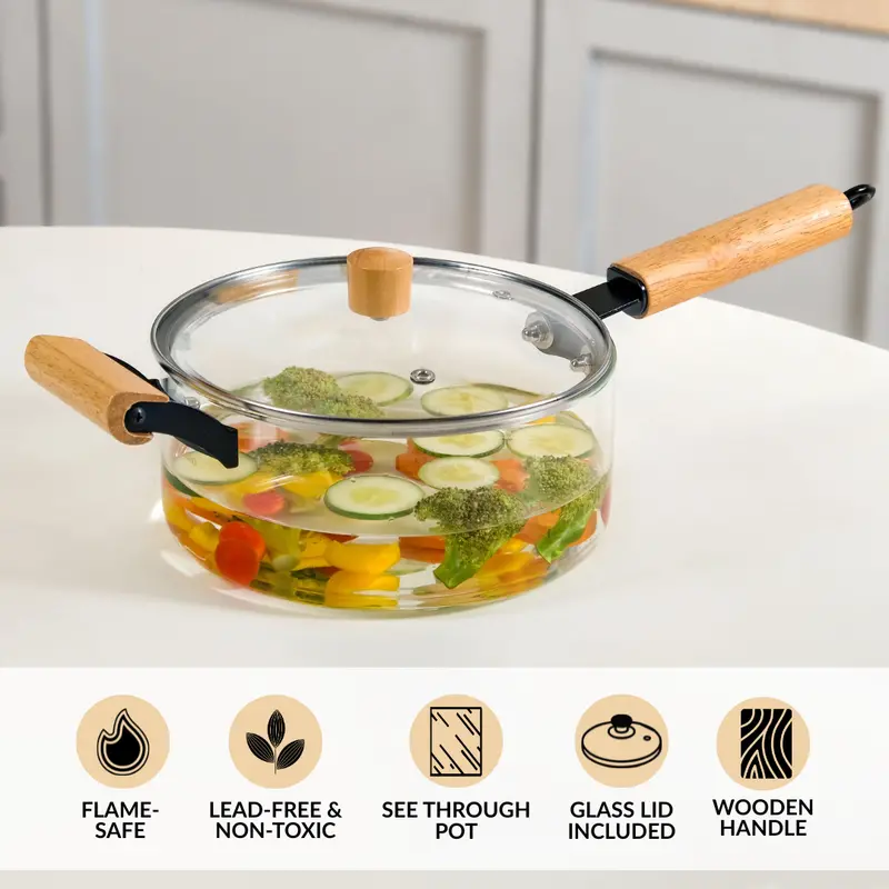 Premium Borosilicate Glass Saucepan With Heat-Resistant Lid – 2.5L 1
