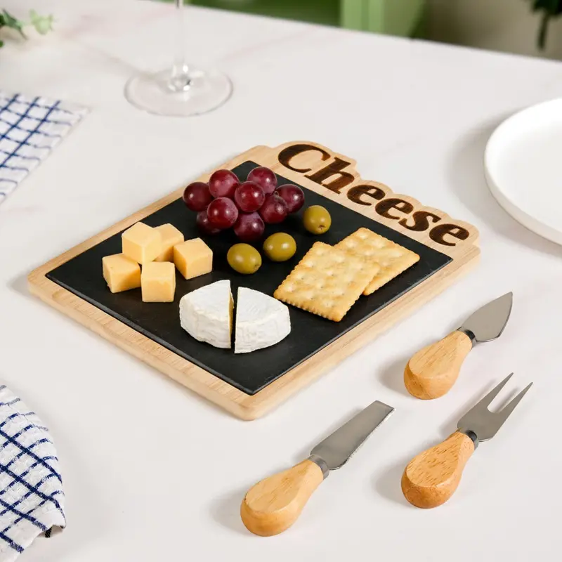 Premium Natural Slate Cheese Board Collection (4-Piece Set) 1