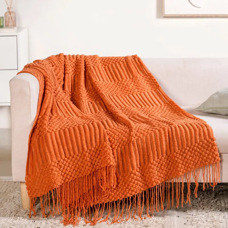 Pumpkin Spice Hued Textured Fall Throw 1