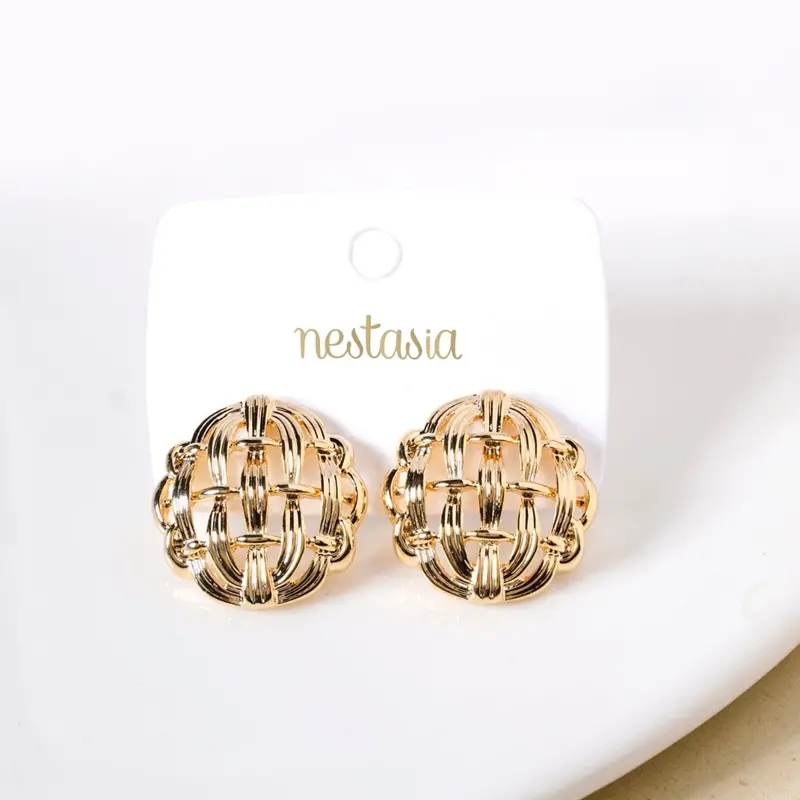 Pure Weave Gold Stud Earrings 1