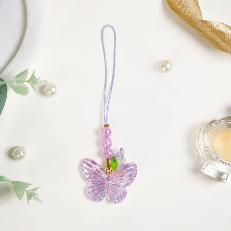 Purple Fairy Dust Butterfly Phone Charm – Whimsical Nature Detail 1