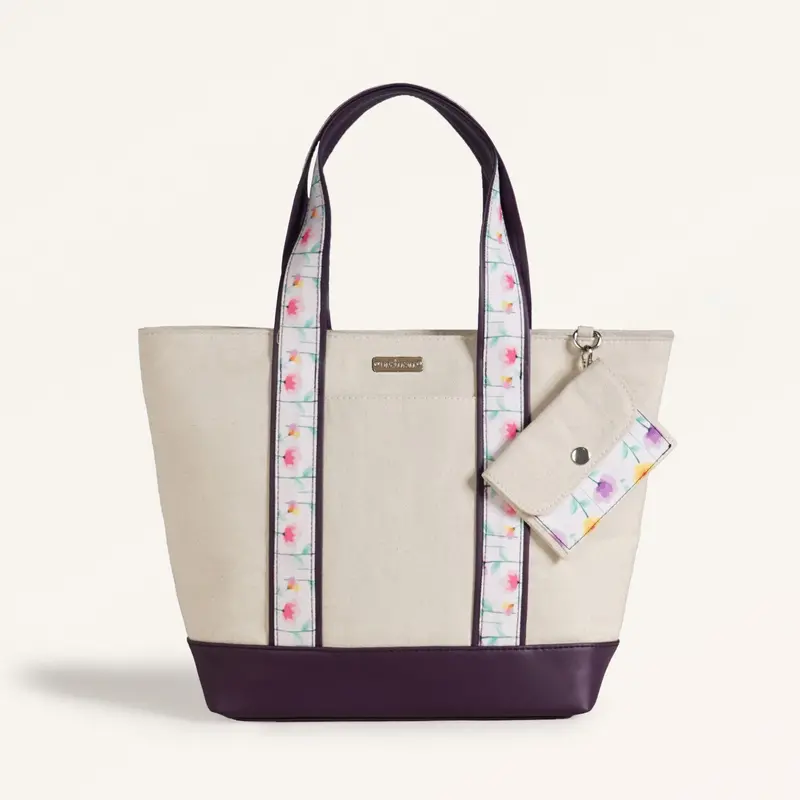 Purple Flolane Canvas Crossbody Bag With Detachable Coin Pouch 1