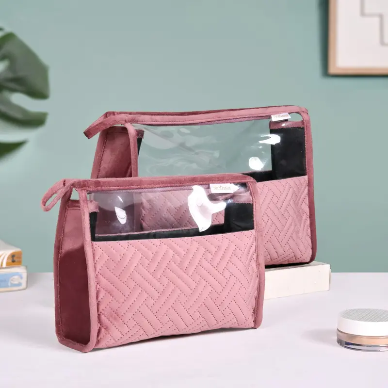 Quilted Old Rose Pink Travel Organizers – Set Of 2 1