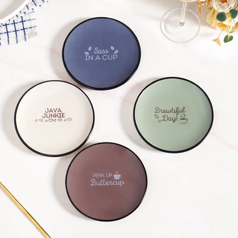 Quirky Quotes Ceramic Dessert Plates – Set Of 4, 15Cm Whimsical Tableware 1