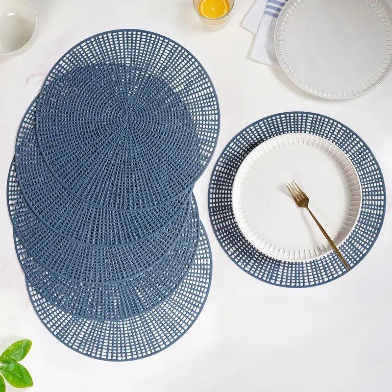 Radial Blue Webbed Placemats – Geometric Pattern 6-Pack 1