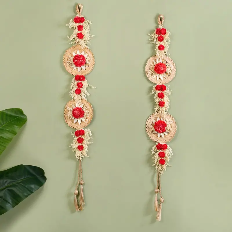 Red Dried Flower Wall Hanging – Set Of 2 1