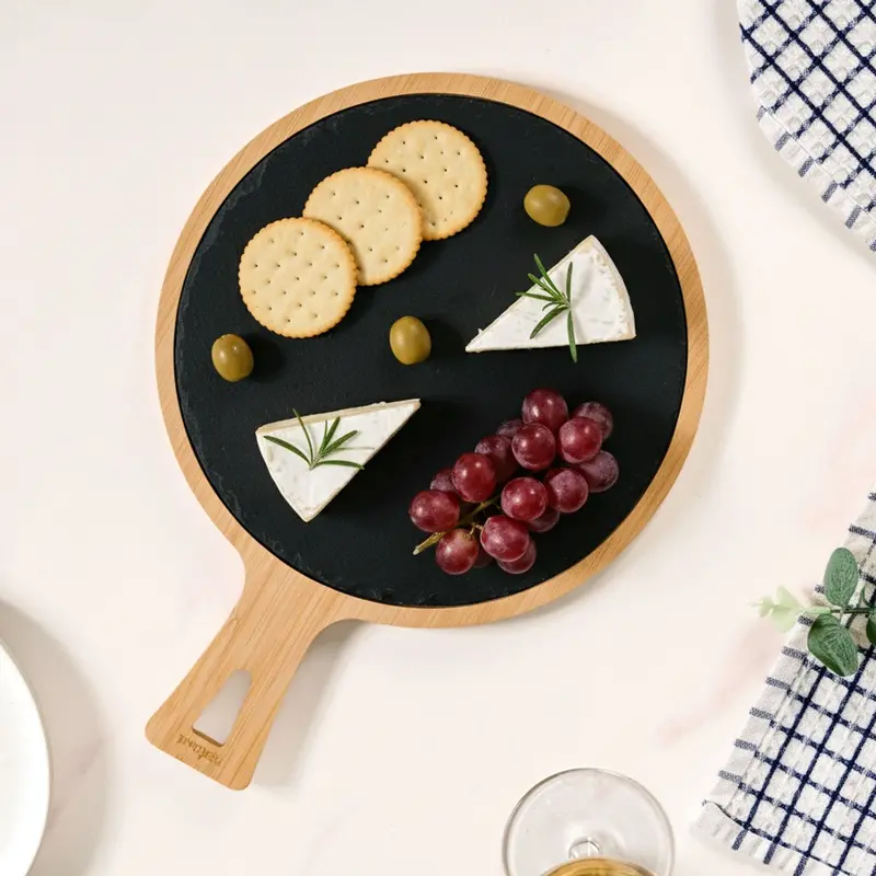 Removable Slate Serving Platter – Modern Round Design (26 Cm) 1