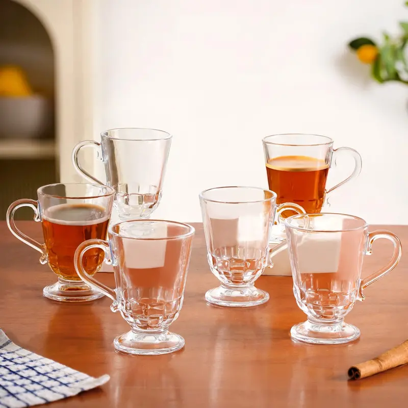 Retro-Chic Irish Coffee Cups – Set Of 6, 196Ml Mid-Century Modern Glass Tumblers 1