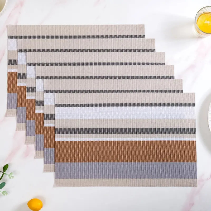 Rich Brown Striped Table Mats – Set Of 6 1