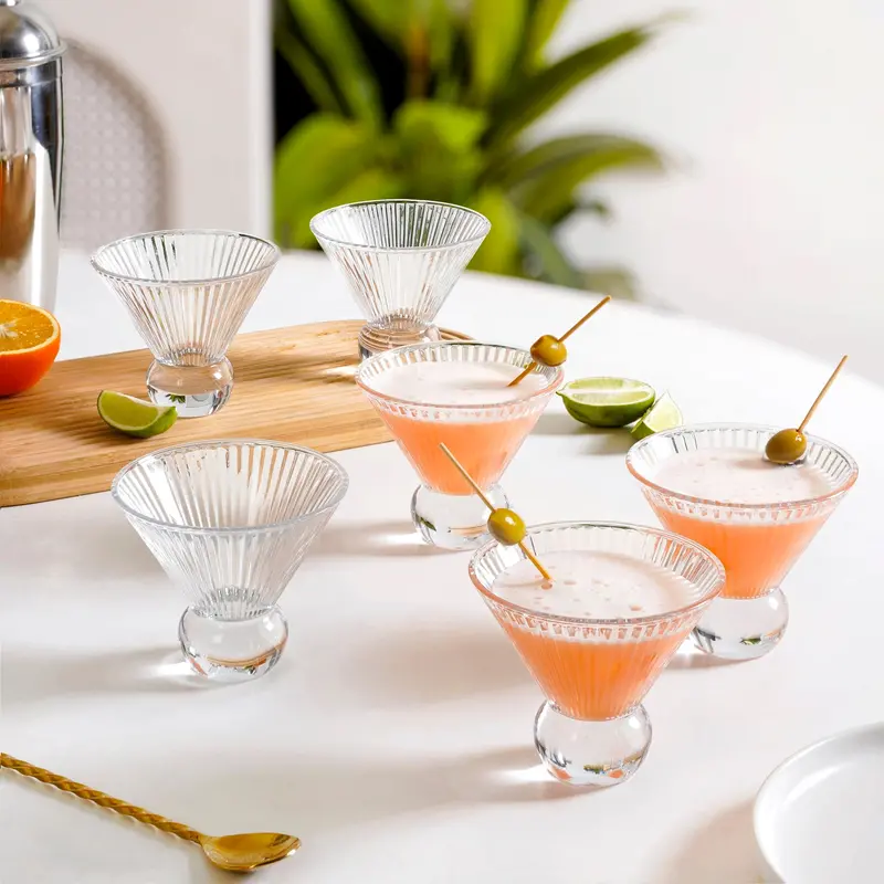 Ridged Modern Cocktail Glass Set – 6-Piece, 180Ml 1