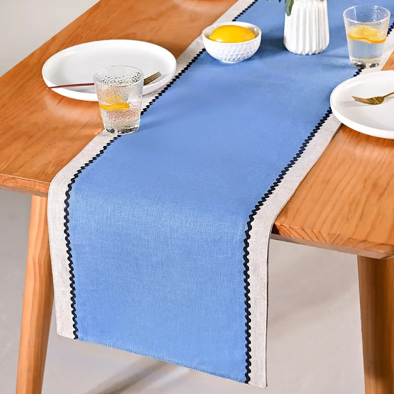Ripple-Edge Linen Table Runner – 181X40Cm Modern Dining Accent 1