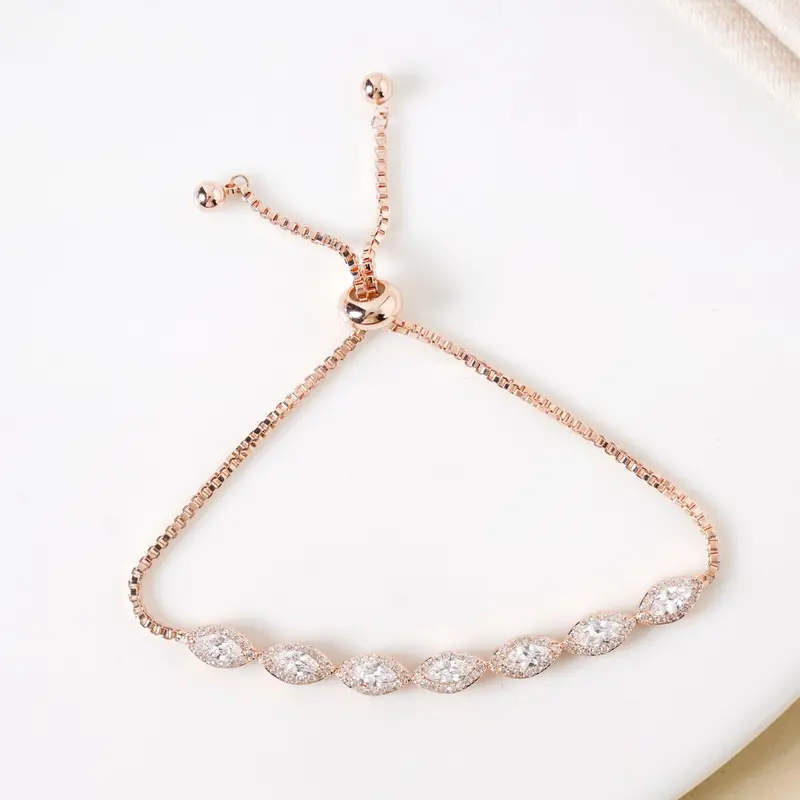 Rose Gold Marquise Cut Charm Bracelet 1