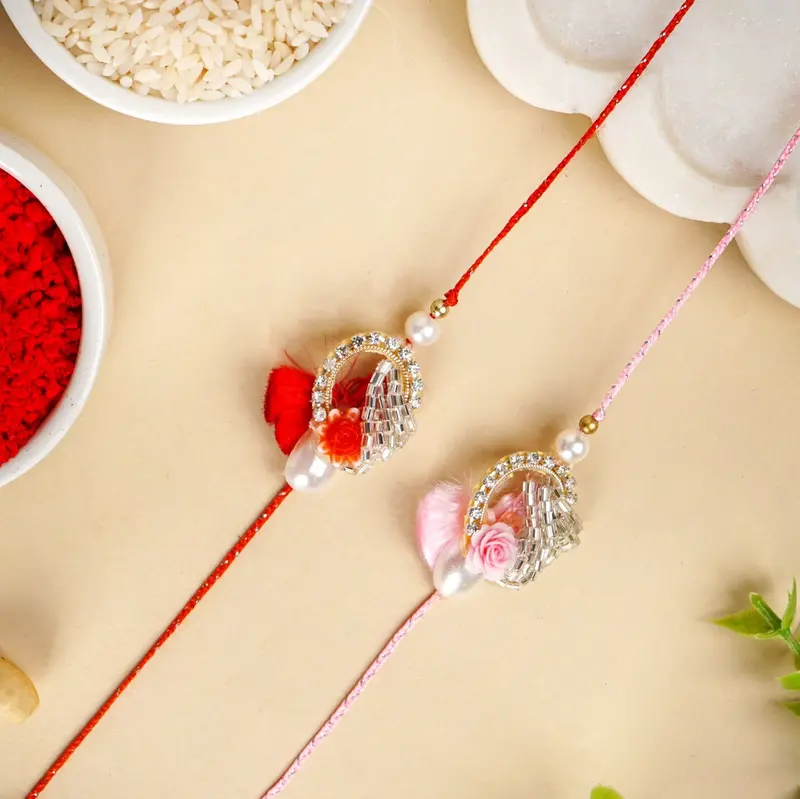 Rose & Pearl Rakhi Gift Set (2-Piece) 1