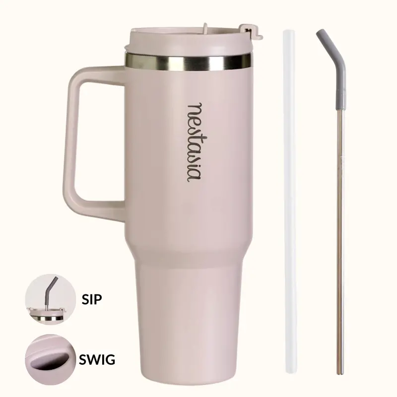 Rosy Taupe Gripsip 40 Insulated Tumbler – 1200Ml Temperature-Control Bottle With Comfort Grip Handle 1