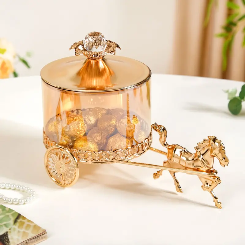 Royalcore Ornamental Carriage-Style Candy Jar With Lid 1