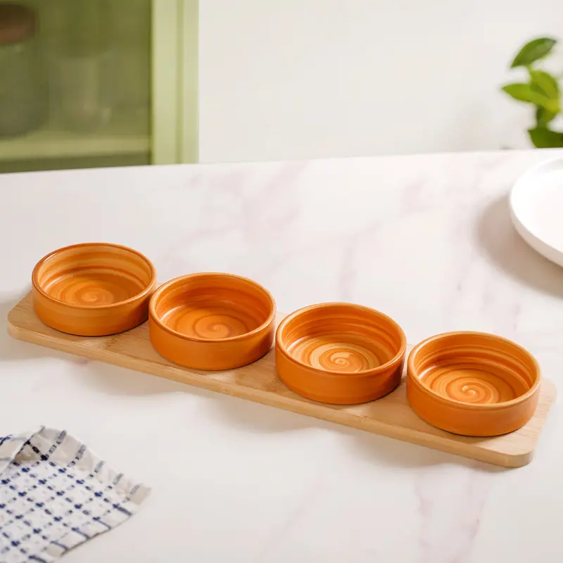 Rustic Ceramic Serving Set For Dips, Snacks Or Salsa (5-Piece) 1