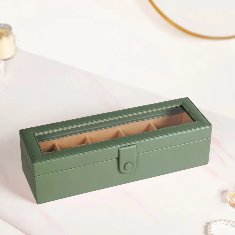Sage Green Faux Leather Watch Storage Box 1
