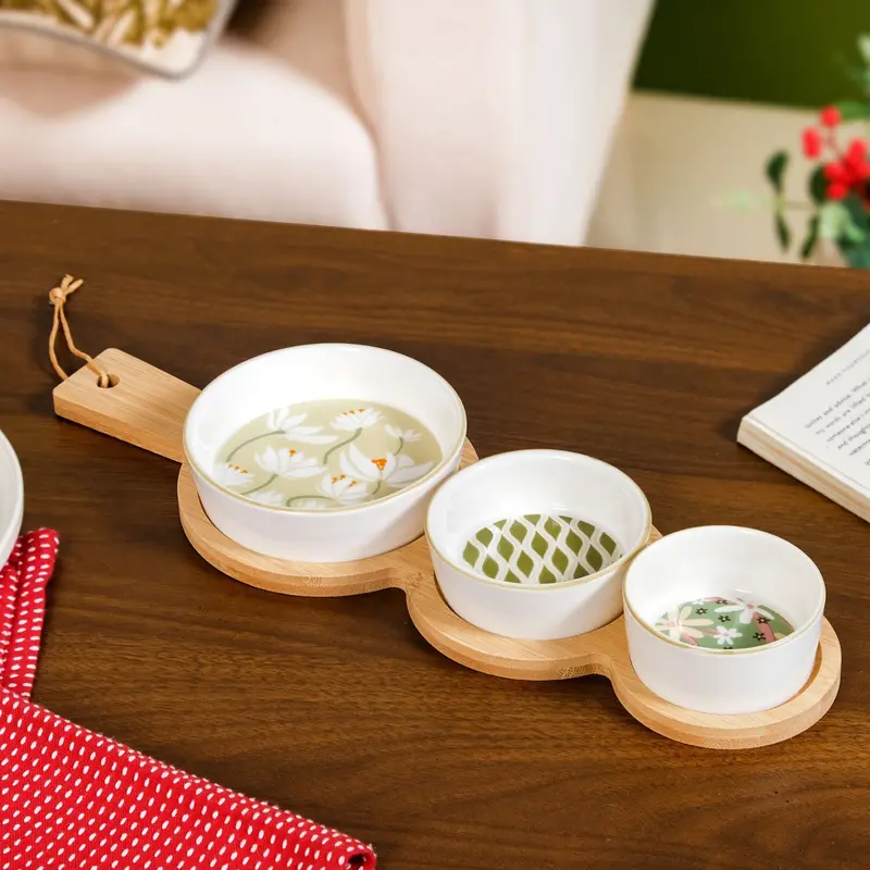 Sage Scape Minimalist Snack Bowl And Tray Combo (4-Piece) 1