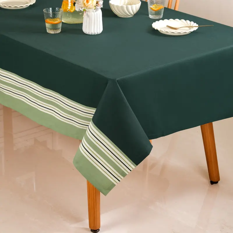 Sage Stripes Cotton Table Cover – 6-Seater (203X152Cm) 1