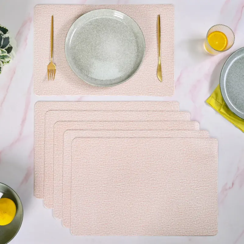 Sand-Colored Textured Placemats – Set Of 6 1