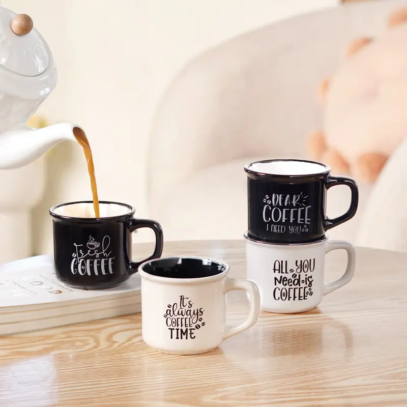 Sassy Brew-Themed Ceramic Coffee Cups – 4-Piece Set, 170Ml 1