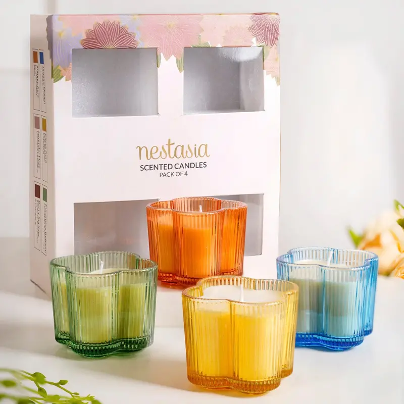 Scented Oasis Lucky Leaf Candles – Uplifting 4-Piece Botanical Candle Set 1