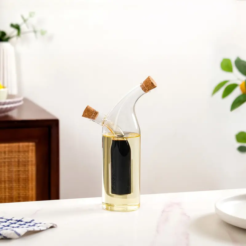 Seasoned Oil Dispenser Cruet – Dedicated Glass Bottle For Flavored Culinary Oils 1