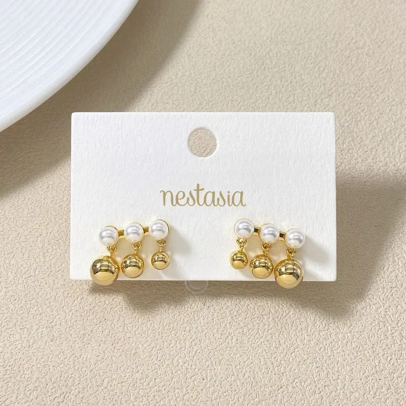 Semi-Dangle Gold Charm Earrings 1