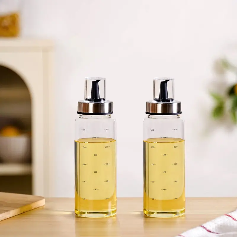 Set Of 2 Glass Oil & Vinegar Dispensers – 300Ml Each, Matching Design 1