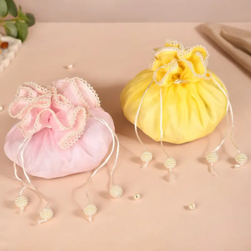 Set Of 2 Pearl-Adorned Potli Bags For Festive Occasions 1