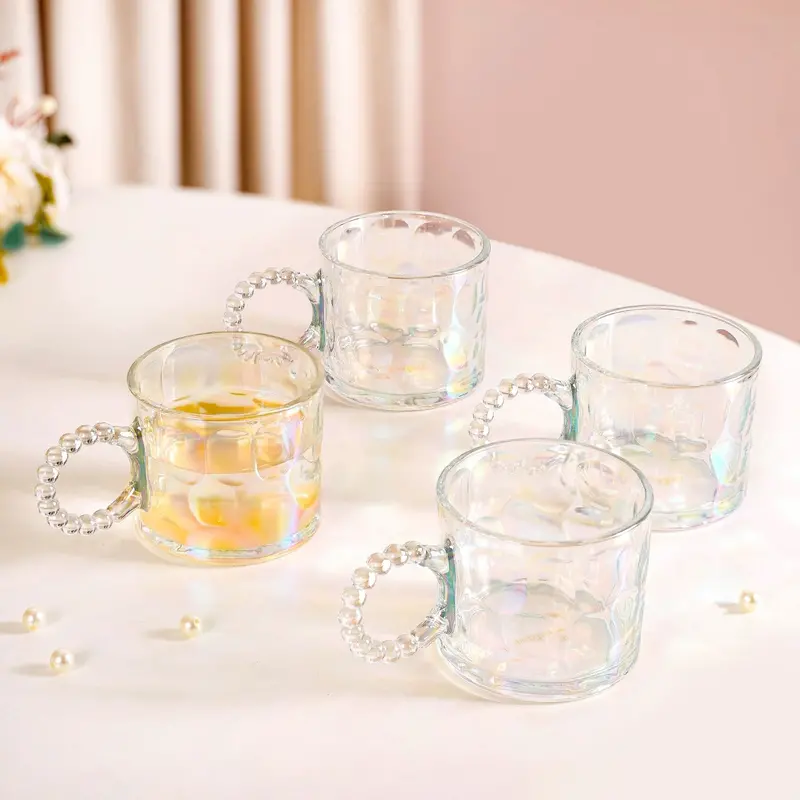 Set Of 4 Iridescent Glass Tea Cups – 325Ml 1