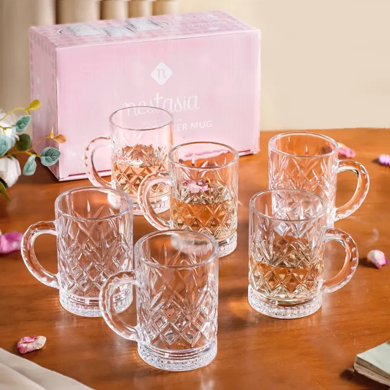 Set Of 6 Personalized Engraved Glass Mugs (200Ml) 1