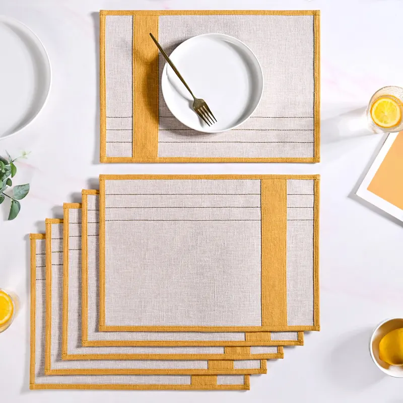 Set Of 6 Sunny Row Dining Placemats – Stylish Table Protection Set 1