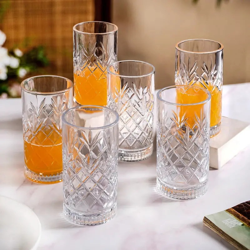 Set Of 6 Textured Highball Tumblers (466Ml) 1