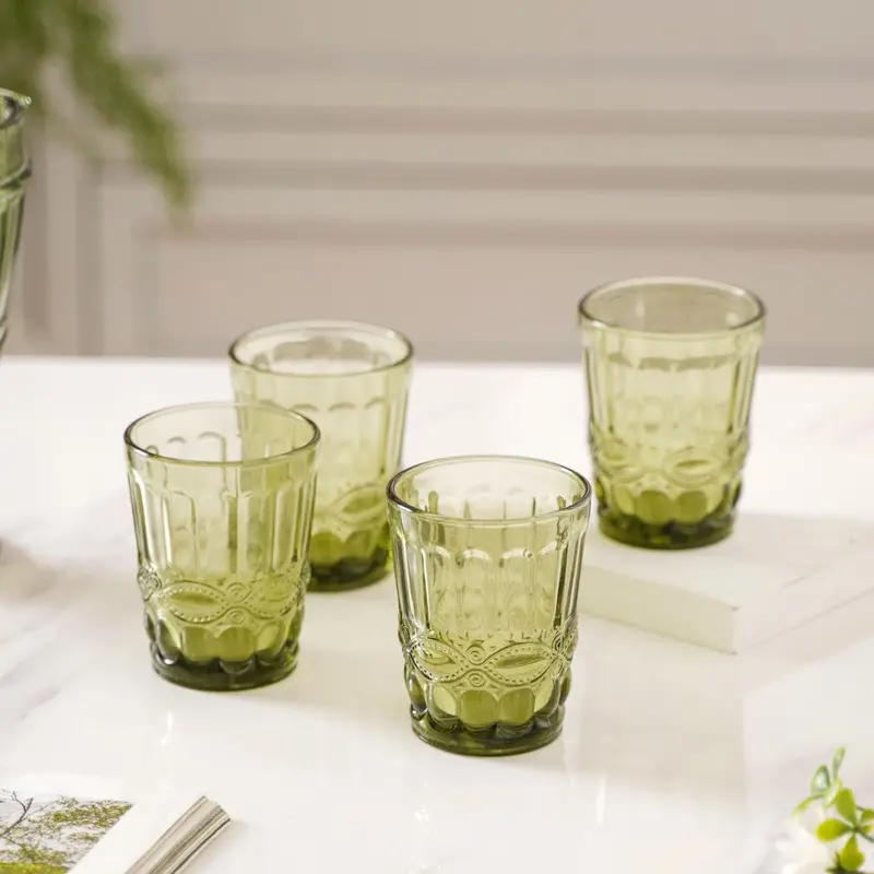 Set Of Four Green-Toned Water Drinking Cups 1