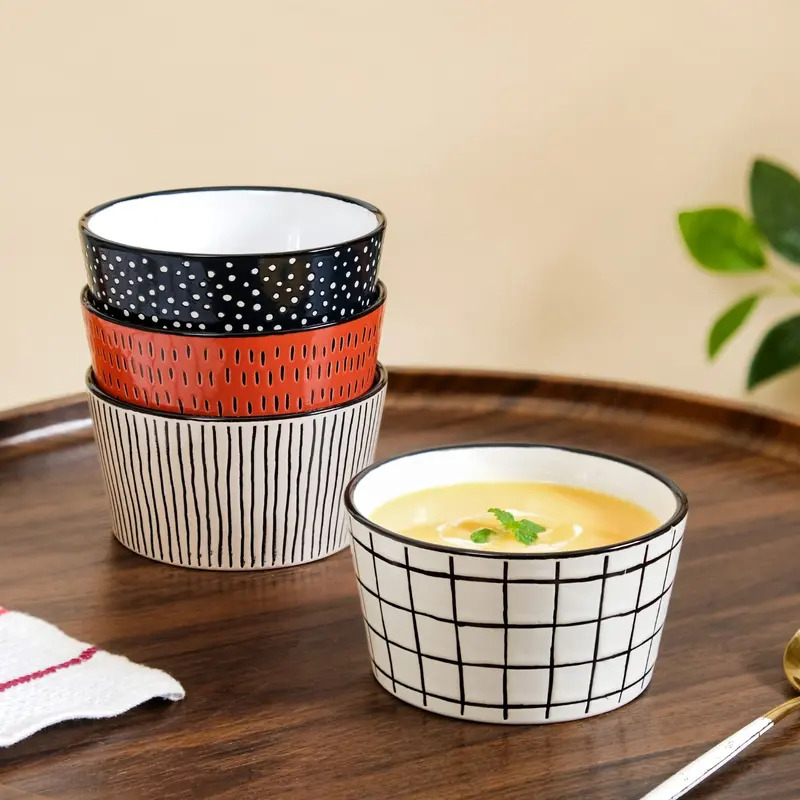 Sienna Ceramic Snack Bowl Set – 4 Pieces, 400Ml Each 1
