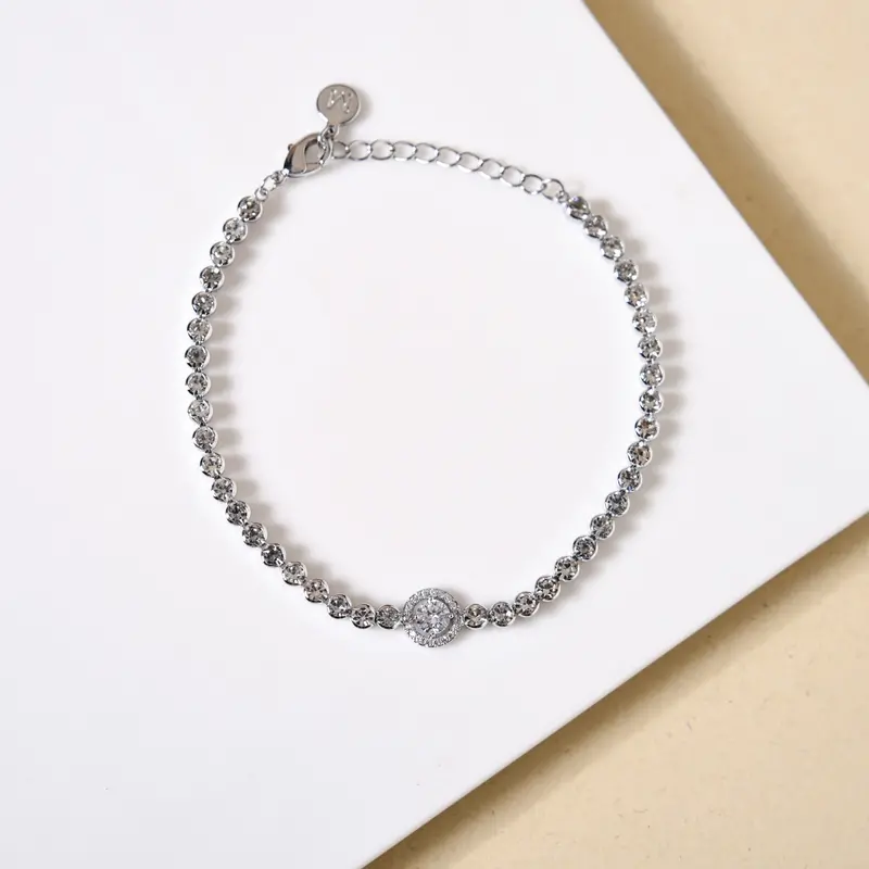 Silver Crowned Charm Chain Bracelet 1