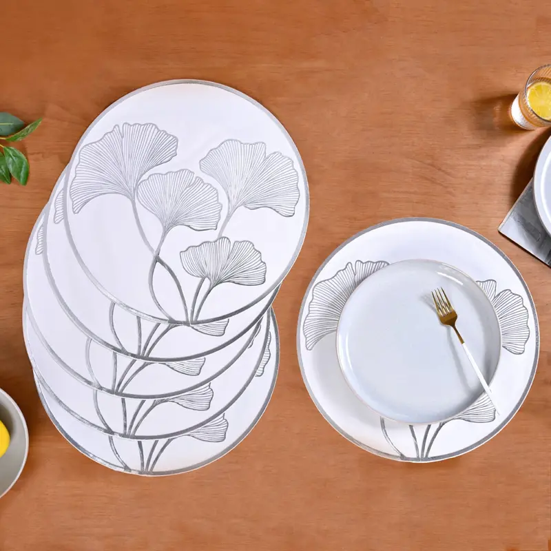 Silver Ginkgo Leaf Table Mats – Modern Metallic 6-Pack 1