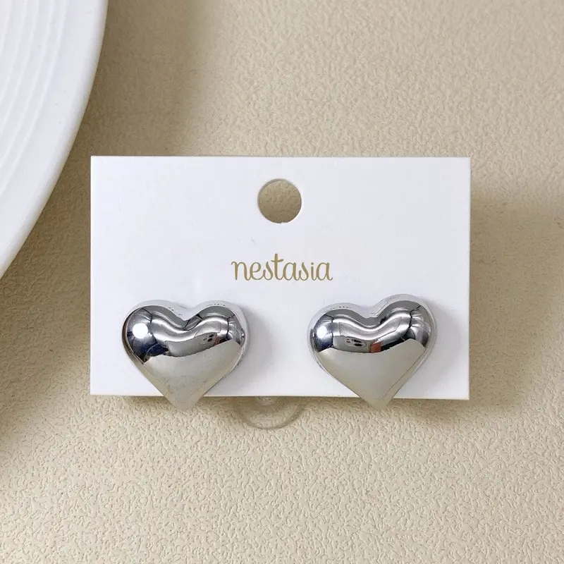 Silver Heart Stud Earrings 1
