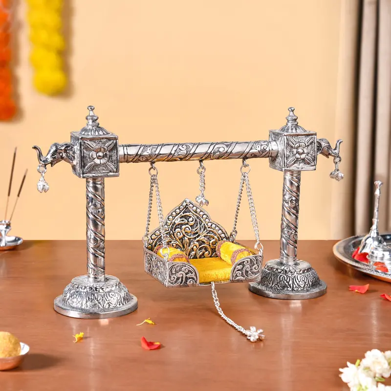 Silver Jhula Cradle Swing For Laddu Gopal Idol 1