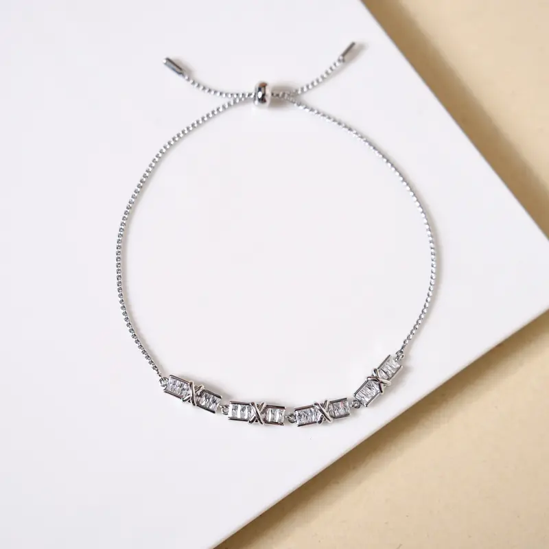 Silver Stitched Sparkle Chain Bracelet 1