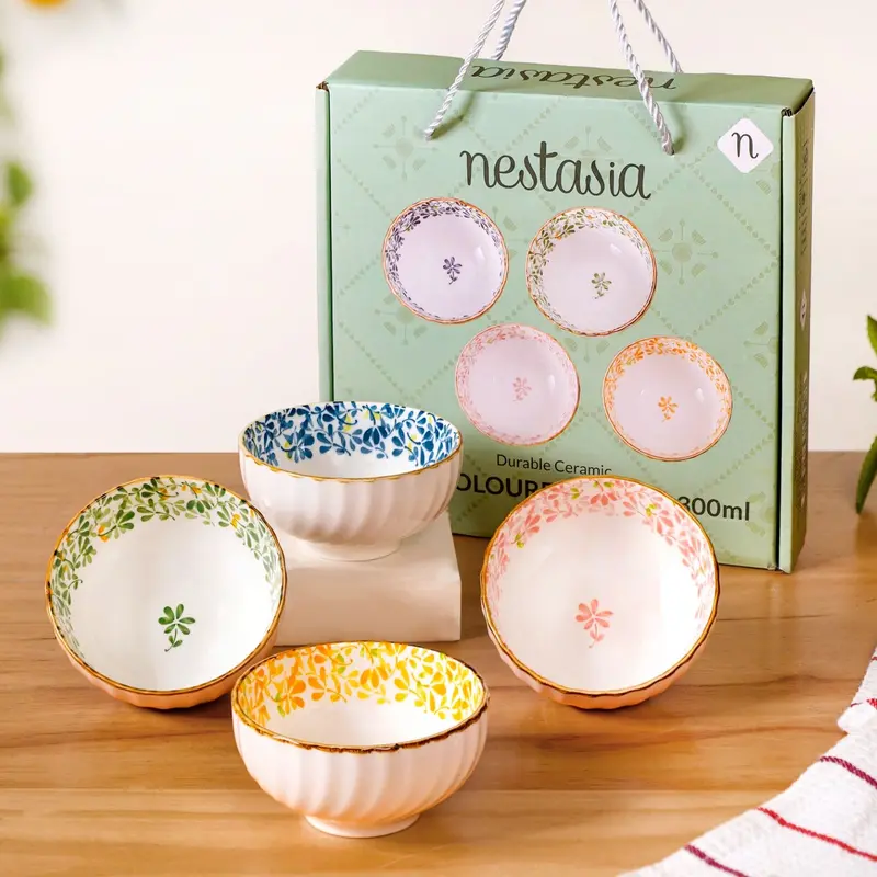 Simply Floral Ceramic Serving Bowls – Set Of 4 (300Ml) 1