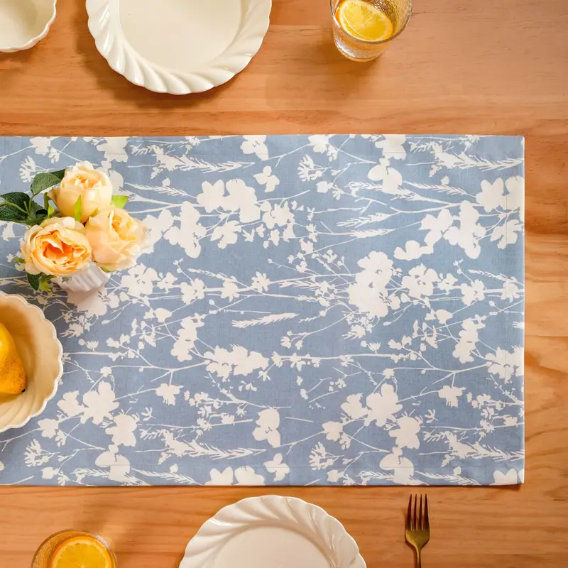 Slate Blue 6-Person Cotton Table Runner – 185 X 35 Cm 1