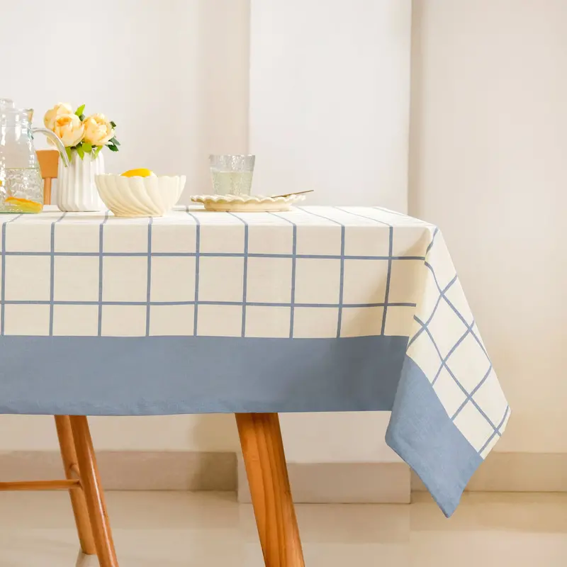 Slate Blue 8-Seater 100% Cotton Tablecloth – 274 X 152 Cm 1