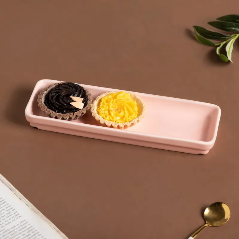 Sleek Pink Long Serving Plate – 9-Inch Rectangular Ceramic Platter 1