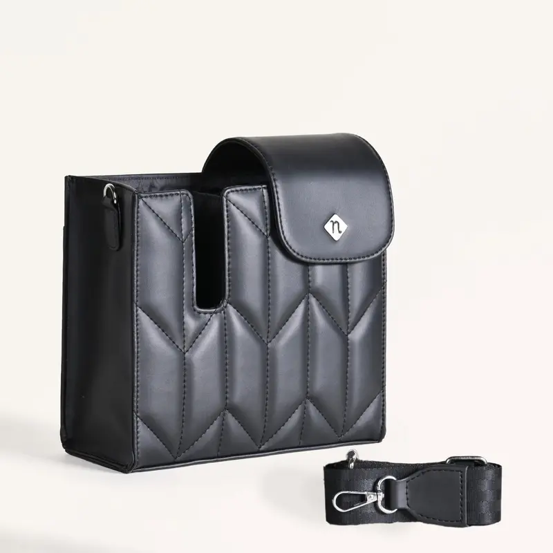 Slim Black Crossbody Bottle Carrier – Hands-Free Hydration Bag 1