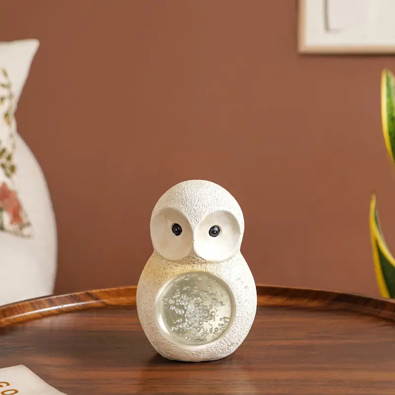 Small Crystal Glass Owl Desk Ornament With Reflective Ball Base 1