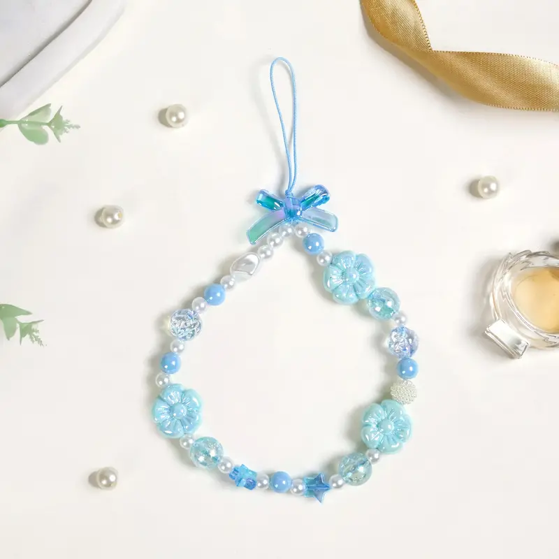 Soft Azure Phone Lanyard With Dreamy Aesthetic 1