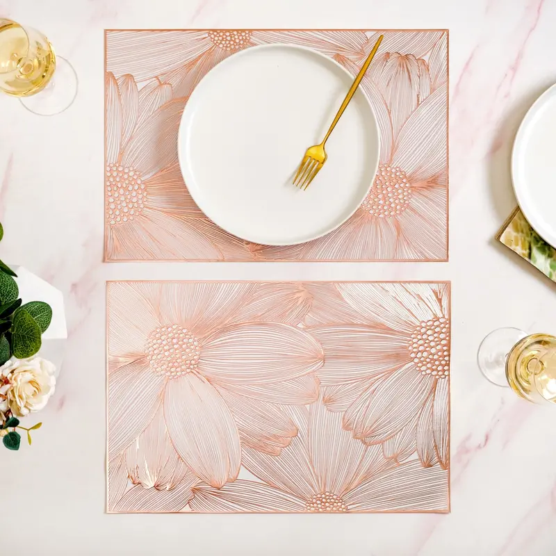 Soft Girl Rose Gold Placemat Set – Six Trendy Dining Mats 1